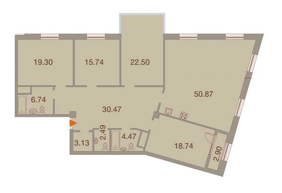 Четырехкомнатная квартира в : площадь 175.9 м2 , этаж: 8 – купить в Санкт-Петербурге